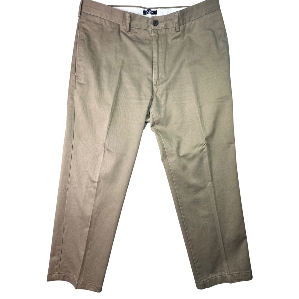 Lands' End Mens Tailored Fit Chino Pants Khaki Tan Business Casual Size 38x29